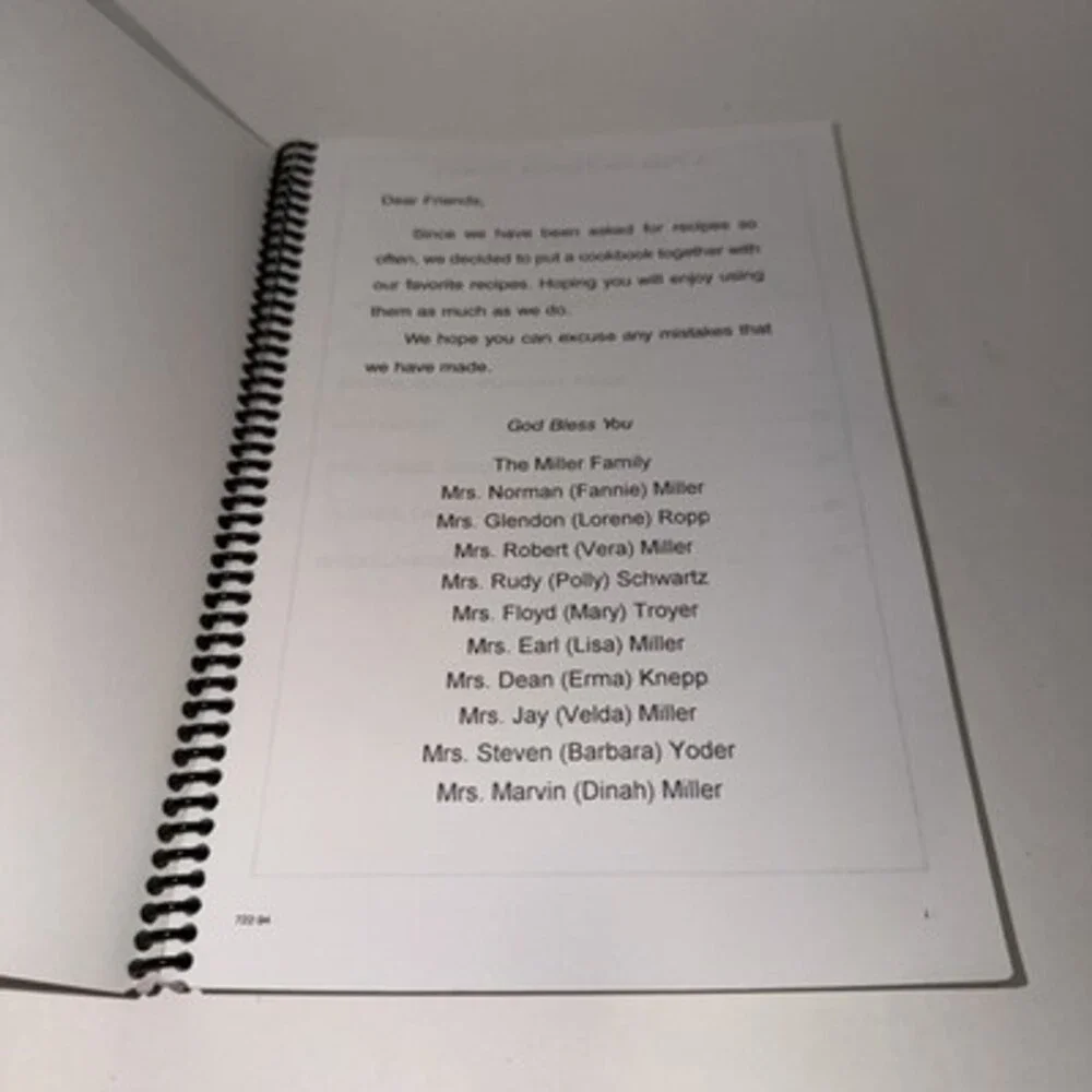 The Miller Families Favorite Recipes Cookbook